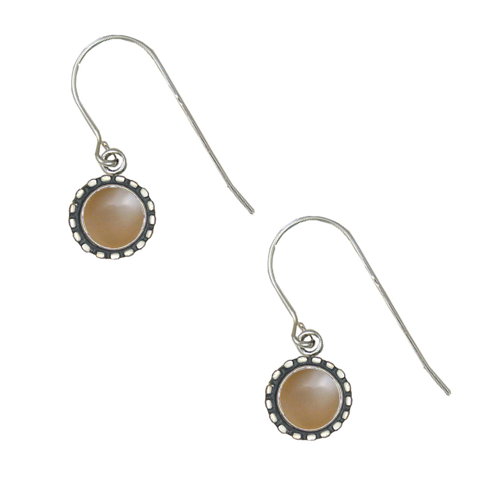 Sterling Silver Petite Peach Moonstone Gemstone Drop Dangle Earrings